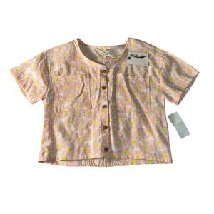 Jessica Simpson Floral Button-Up Top,‎ Short Sleeve Shirt, XL(12)